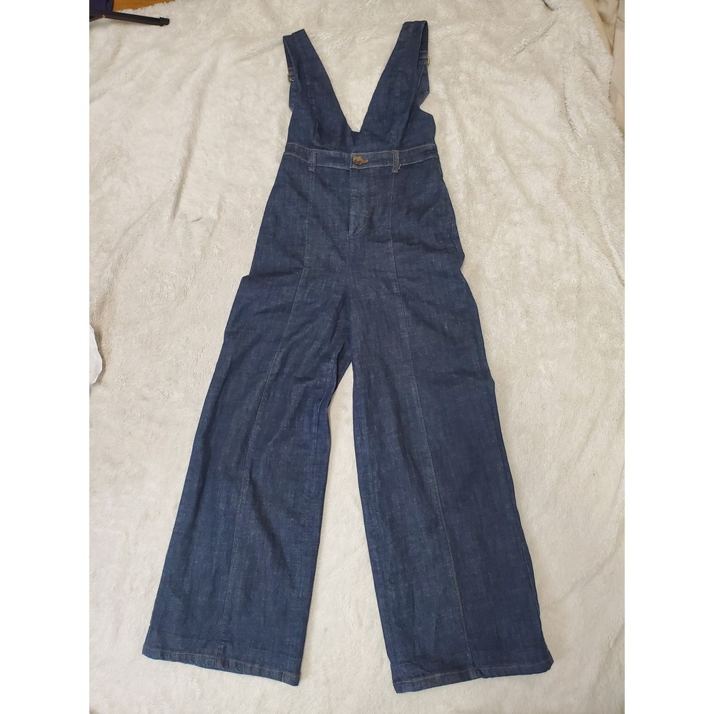 Anthropologie Pilcro Dark Wash Blue A Line Denim Overall Jumpsuit 0 Petite